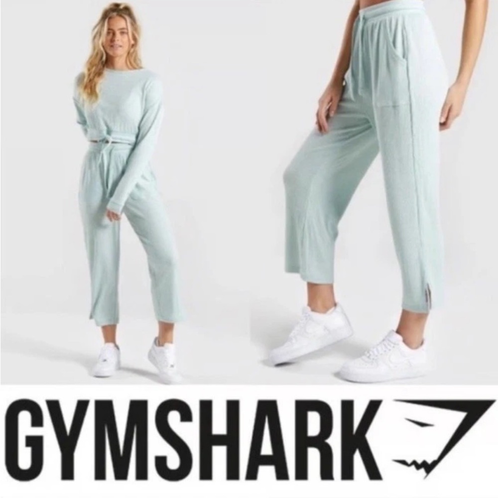 Gymshark Relaxed Mint Seafoam Ribbed Jogger Wide Leg Pants size XS